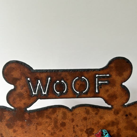 LAST CHANCE Like NEW! Etched Metal board w/bone and fretwork “WOOF”/ dog magnets - Picture 2 of 7
